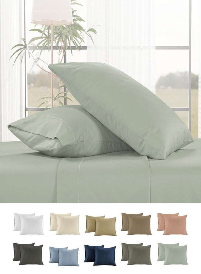 CloudScape Linen 100% Egyptian Cotton Pillow Cases Queen Size - 2 Pcs, 1000 Thread Count Egyptian Cotton, Luxury Bed Pillow Covers, Suitable for Home,Hotels, Hospital Use, 20x26, Mineral - Image 1