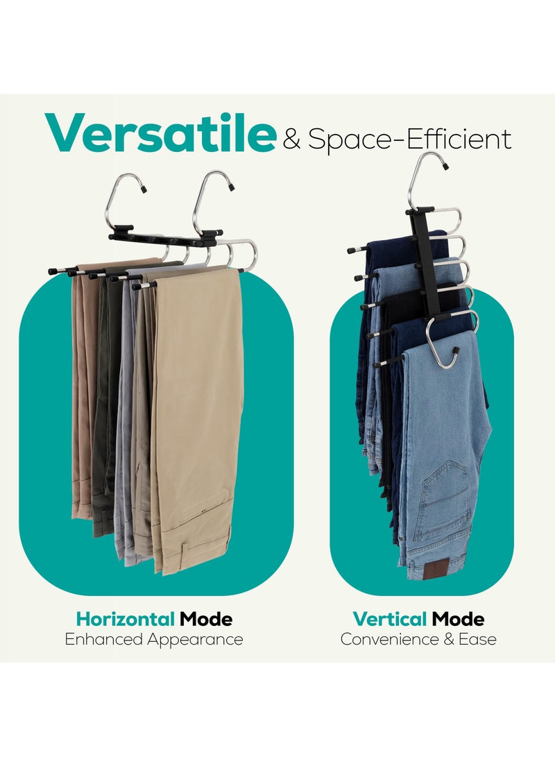 Cuken 2 Pack Pants Hangers Space Saving, Space Saving Hangers Or Closet Organizer for Clothes, Scarf, Pants, Skirt with S, Type Stainless Steel Hook, Anti, Slip Design (Black) - Image 3