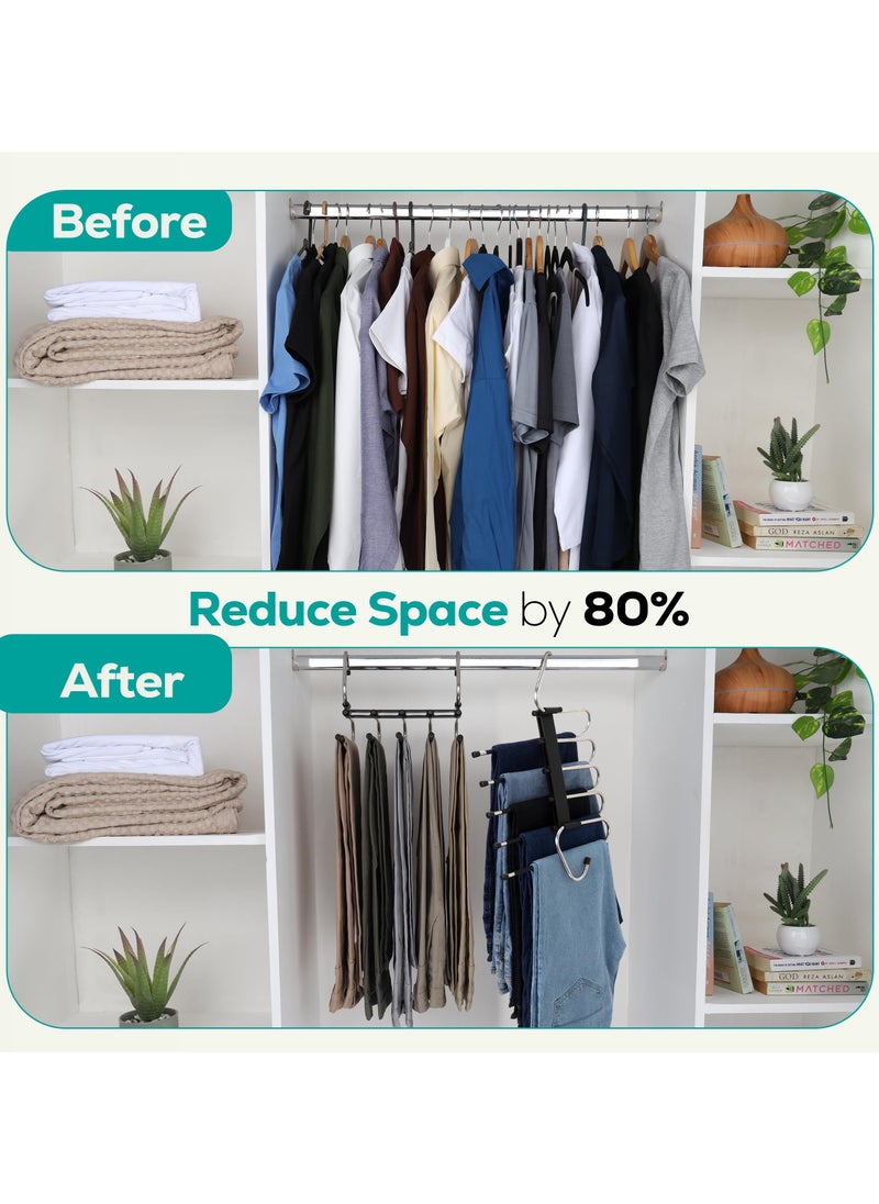 Cuken 2 Pack Pants Hangers Space Saving, Space Saving Hangers Or Closet Organizer for Clothes, Scarf, Pants, Skirt with S, Type Stainless Steel Hook, Anti, Slip Design (Black)  - Image 5