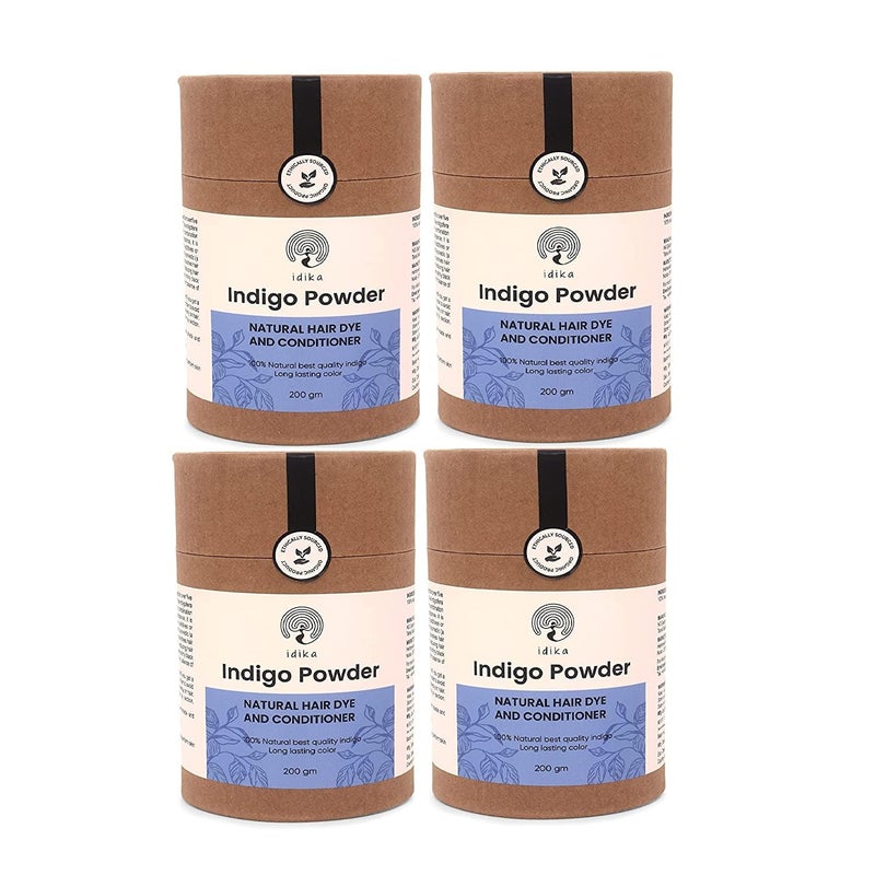 Idika Indigo Powder For Hair Natural Herbal Solution For Grey Hair Bio Organic Protects hair from Damage ChemicalFree Indigo Powder for Natural Hair Coloring Men Women Pack of 4 - Image 1