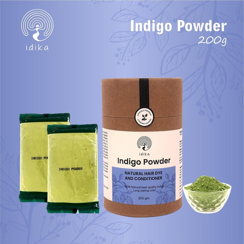 Idika Indigo Powder For Hair Natural Herbal Solution For Grey Hair Bio Organic Protects hair from Damage ChemicalFree Indigo Powder for Natural Hair Coloring Men Women Pack of 4 - Image 4