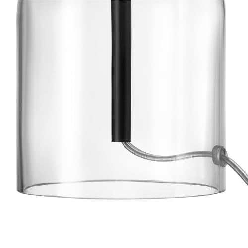 Globe Electric 15Inch Table Lamp Glass Base Matte Black White Linen Shade Rotary Switch on Socket 61000141 - Image 3