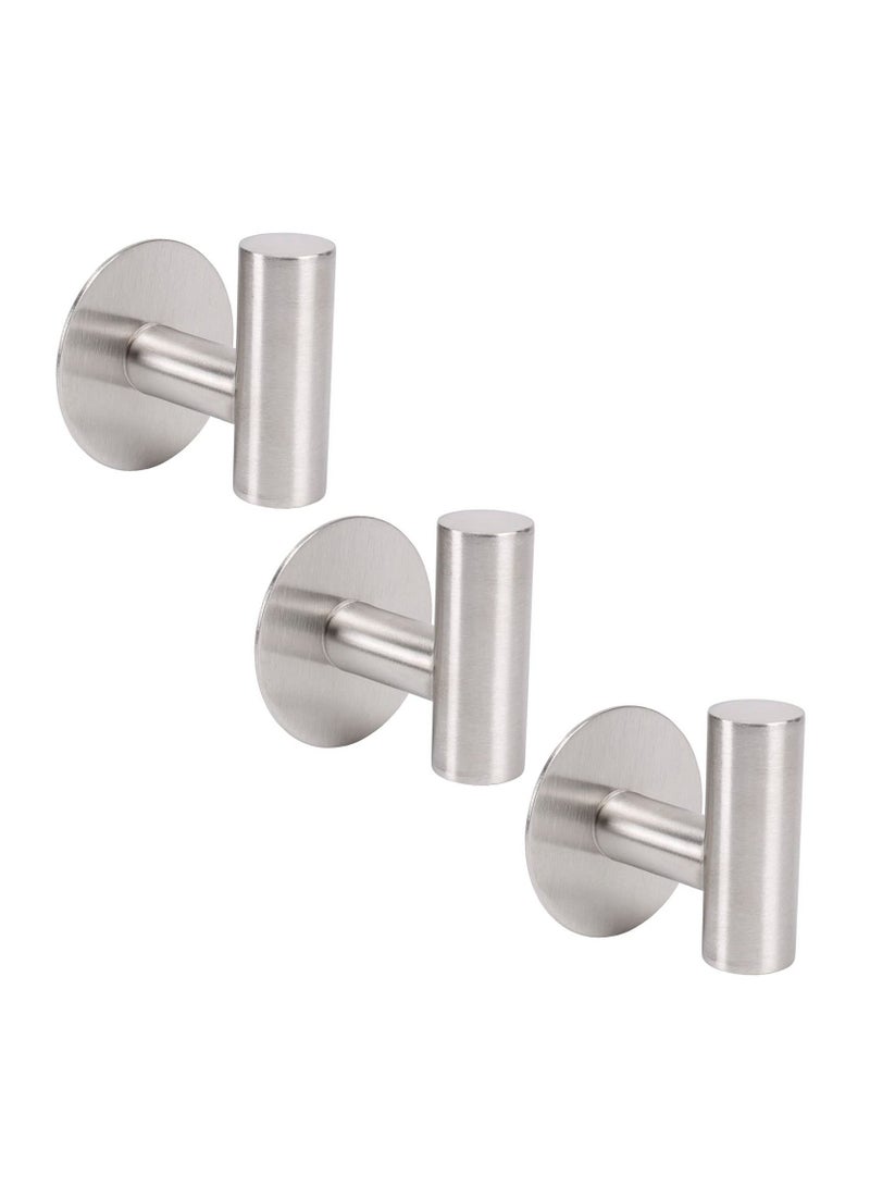 Excefore Bath Towel Hook, Strong Self Adhesive Robe Hook, SUS 304 Stainless Steel Stick on Wall Coat/Clothes Hook No Drilling, Shower Wall Hook for Bathroom Kitchen Office Closet(Set of 3) - Image 1