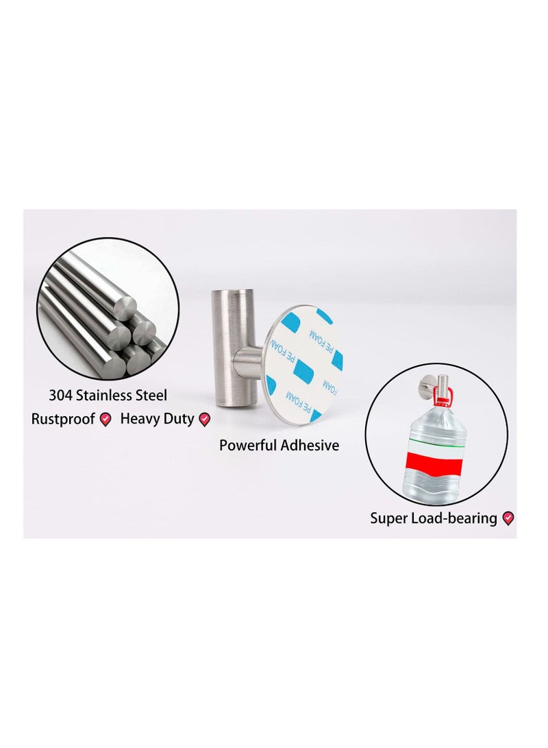 Excefore Bath Towel Hook, Strong Self Adhesive Robe Hook, SUS 304 Stainless Steel Stick on Wall Coat/Clothes Hook No Drilling, Shower Wall Hook for Bathroom Kitchen Office Closet(Set of 3) - Image 3