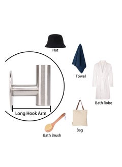 Excefore Bath Towel Hook, Strong Self Adhesive Robe Hook, SUS 304 Stainless Steel Stick on Wall Coat/Clothes Hook No Drilling, Shower Wall Hook for Bathroom Kitchen Office Closet(Set of 3)  - Image 4