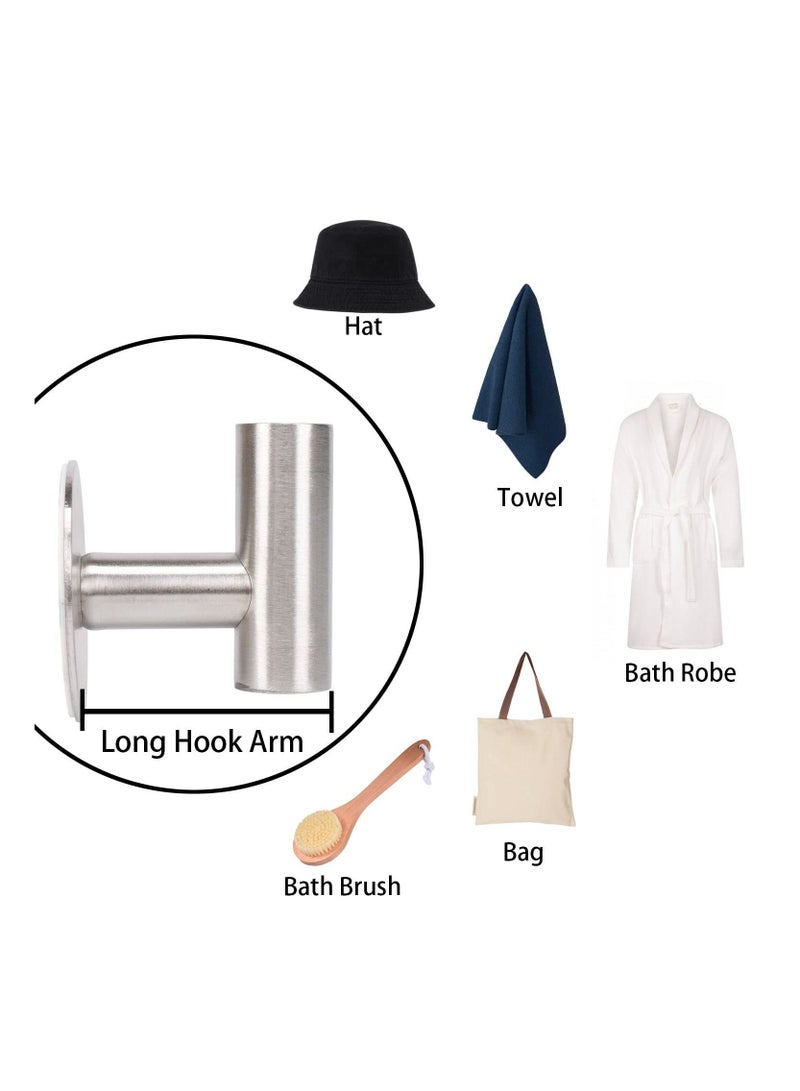 Excefore Bath Towel Hook, Strong Self Adhesive Robe Hook, SUS 304 Stainless Steel Stick on Wall Coat/Clothes Hook No Drilling, Shower Wall Hook for Bathroom Kitchen Office Closet(Set of 3) - Image 4