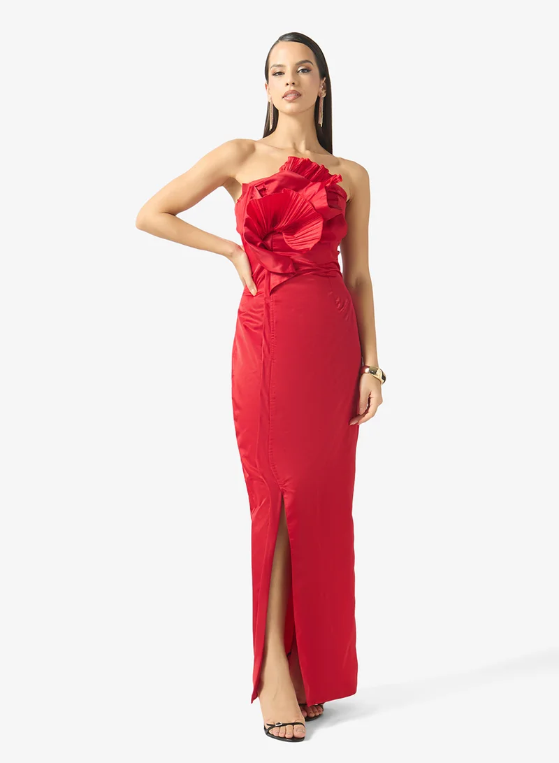 Halter Neck Dress With 3D Floral