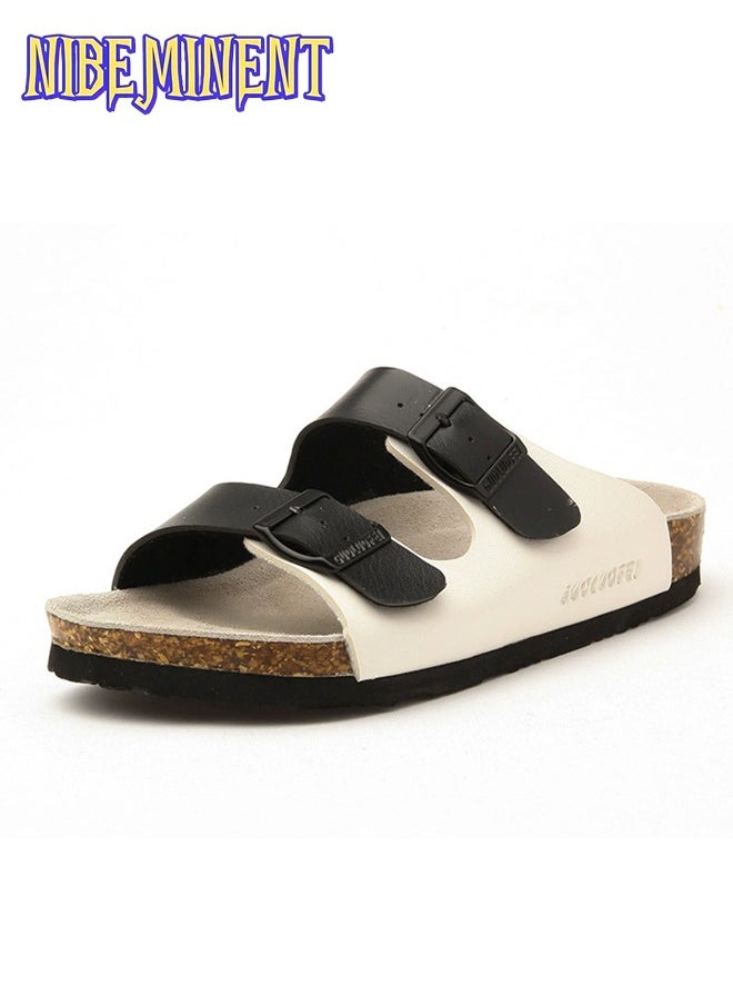 NIBEMINENT - Cork Slippers for Men and Women with Double Row Belt Buckle Sandals, Beach Shoes, Haken Shoes - Image 1