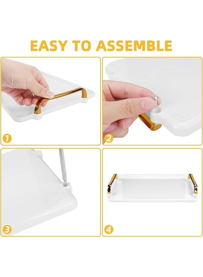 DUNISO 2 Pcs Serving Tray with Handles，Plastic Serving Trays for Breakfast，Kitchen Tray for Food Serving，Modern Nordic Style, Sturdy and Durable，for Kitchen, Restaurant, Weddings, and Banquets - Image 3