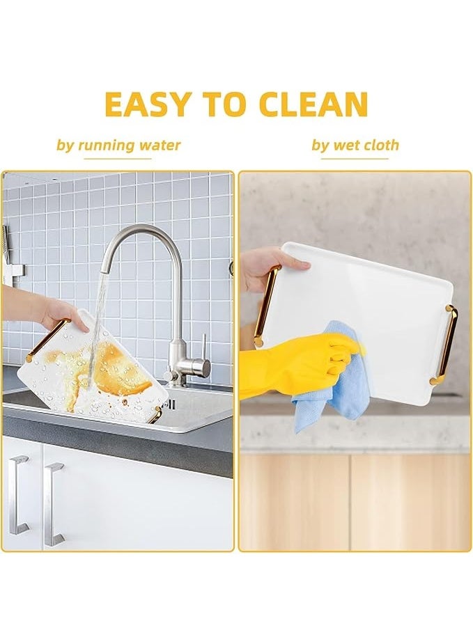 DUNISO 2 Pcs Serving Tray with Handles，Plastic Serving Trays for Breakfast，Kitchen Tray for Food Serving，Modern Nordic Style, Sturdy and Durable，for Kitchen, Restaurant, Weddings, and Banquets - Image 4