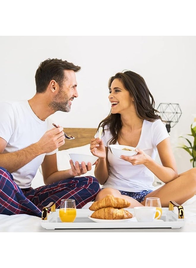 DUNISO 2 Pcs Serving Tray with Handles，Plastic Serving Trays for Breakfast，Kitchen Tray for Food Serving，Modern Nordic Style, Sturdy and Durable，for Kitchen, Restaurant, Weddings, and Banquets - Image 5