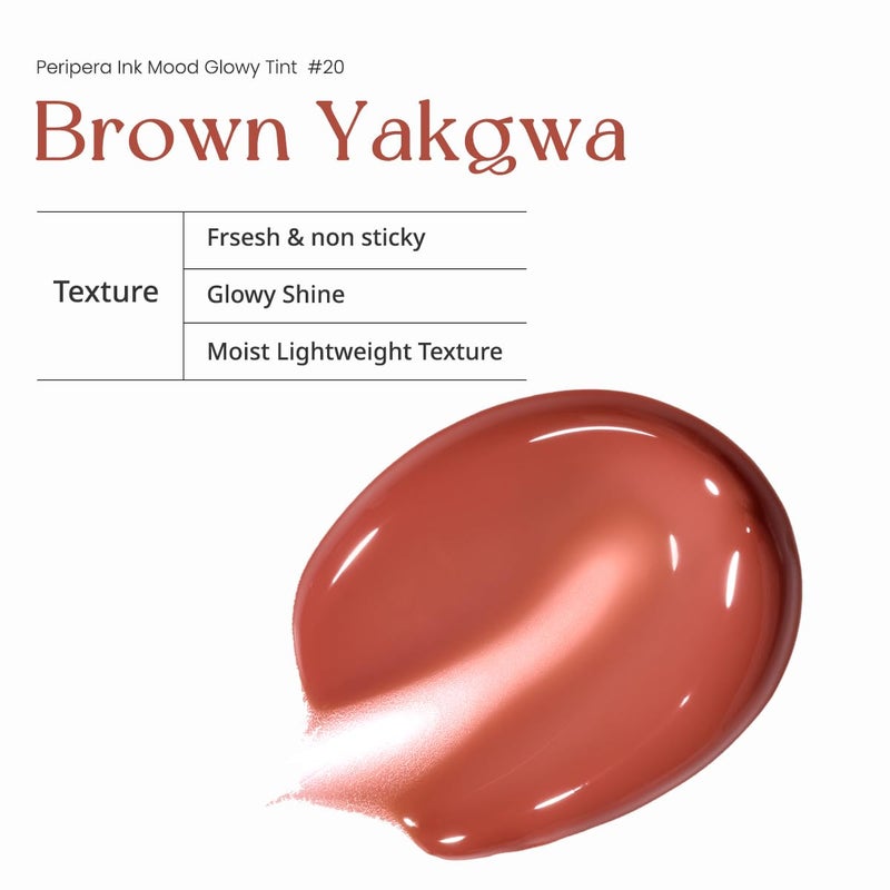 Peripera Ink Mood Glowy Tint | Lip-Plumping, Naturally Moisturizing, Lightweight, Glow-Boosting, Long-Lasting, Comfortable, Non-Sticky, No White Film (020 BROWN YAKGWA (HONEY K-OOKIE)) - Image 4