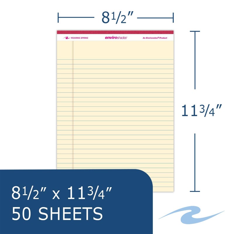 ROARING SPRING Enviroshades Recycled Colored Legal Pads, Ivory, 12 Pack, 8.5" x 11", Legal Ruled, 50 Sheets Per Pad, 15 lb Perforated Paper, Made in USA - Image 2