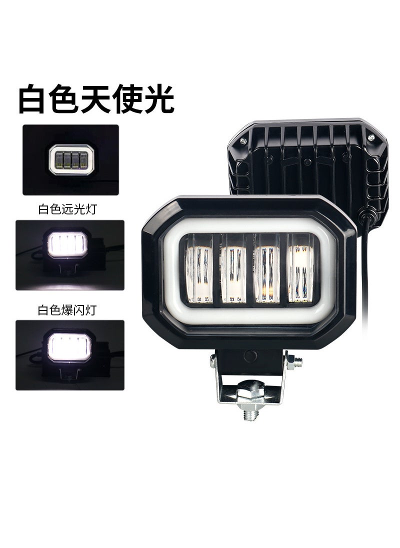 Generic Motorcycle Off-Road Vehicle External Work Light LED Spotlight Electric Vehicle Auxiliary Light Aluminum Material Universal Fit 4 beads white circle 