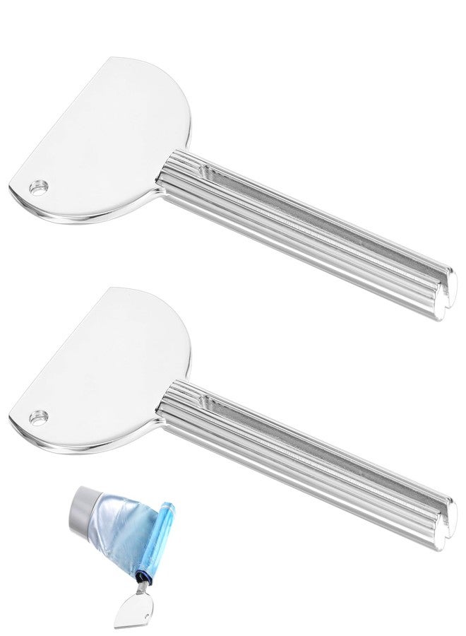 Exircy 2 Pcs Stainless Steel Toothpaste Tube Squeezer Metal Tube Squeezer Key Metal Roller Dispenser Key for Toothpaste Cosmetic Cream Paint Tubes (Silver) - Image 1