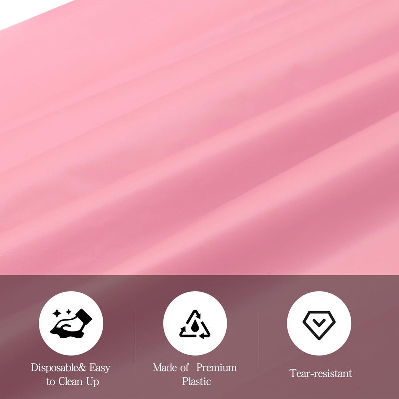 tujol Pink 6 Pack Plastic Table Cloth 54" x 108", Disposable Tablecloths Rectangle Table Cover, Plastic Tablecloths for Parties - Image 4