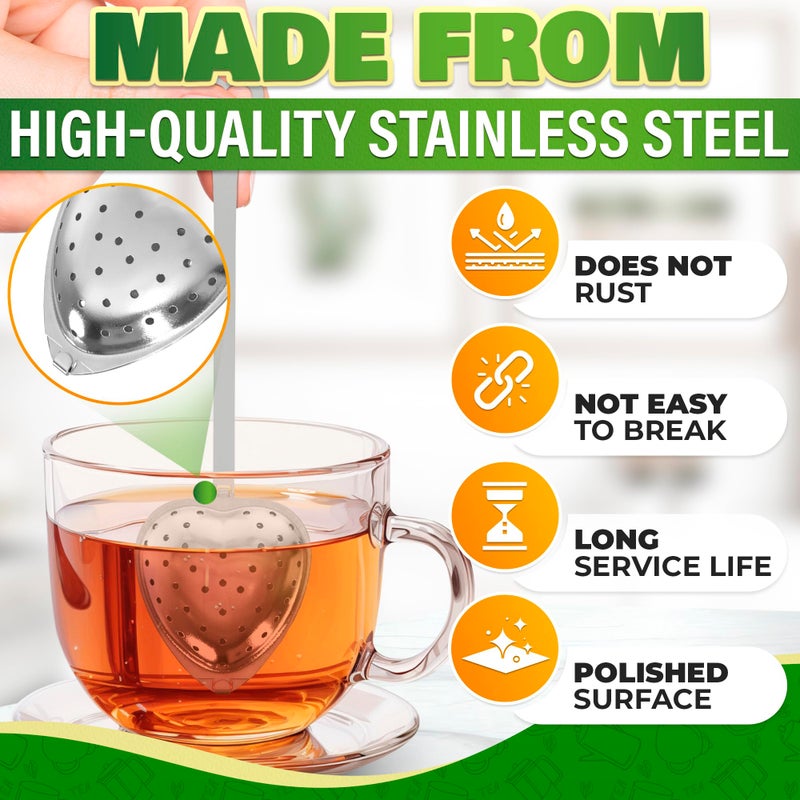 KETAR 10 Pcs Heart Tea Infuser for Loose Leaf Tea Steeper â€“ Rust-Resistant Stainless Steel Strainers with Secure Clasp, Easy Brewing Design, Keeps Loose Leaves Contained | Suitable for Parties & Gifting - Image 3
