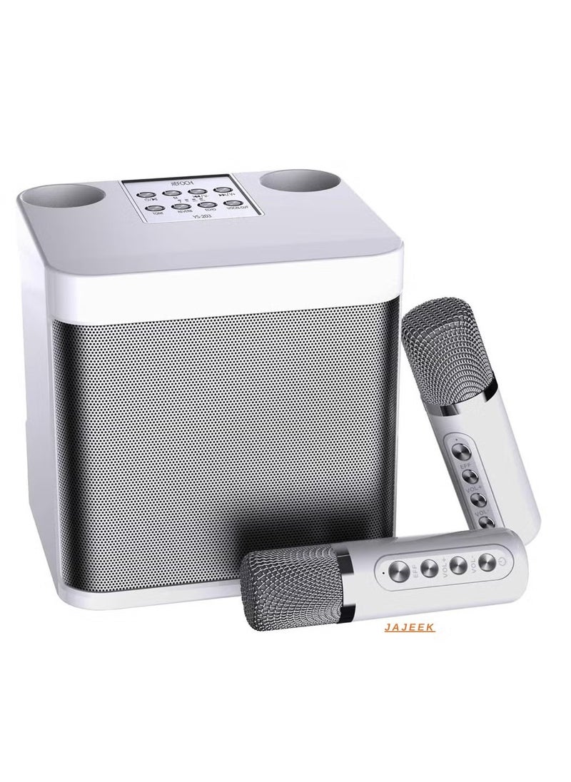 JAJEEK Mini Karaoke Machine for Adults and Kids | Portable Bluetooth Karaoke Speaker for TV | 2 Wireless Microphones | PA Speaker System for Indoor & Outdoor Parties, Singing, Family Events (Off White)  - Image 1