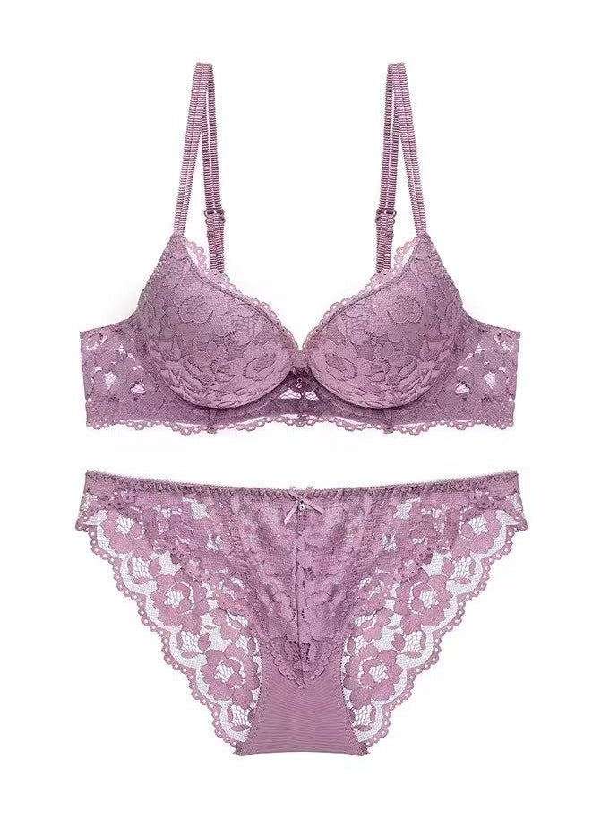 طقم حمالة صدر دانتيل للنساء مع سروال داخلي وحمالة صدر رافعة - Image 1