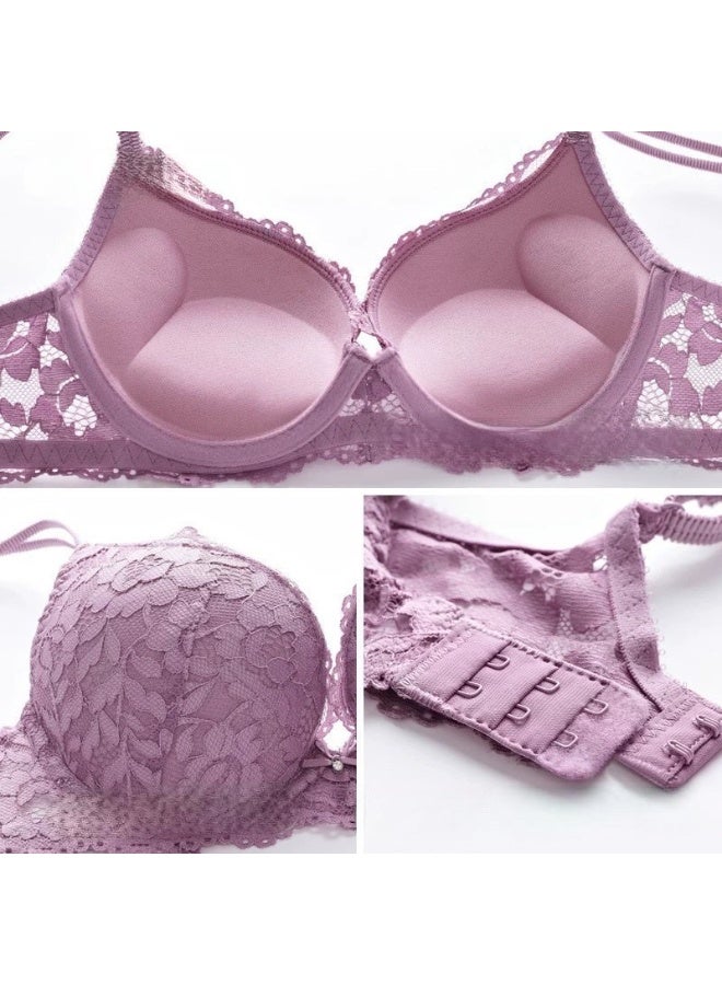 طقم حمالة صدر دانتيل للنساء مع سروال داخلي وحمالة صدر رافعة - Image 3