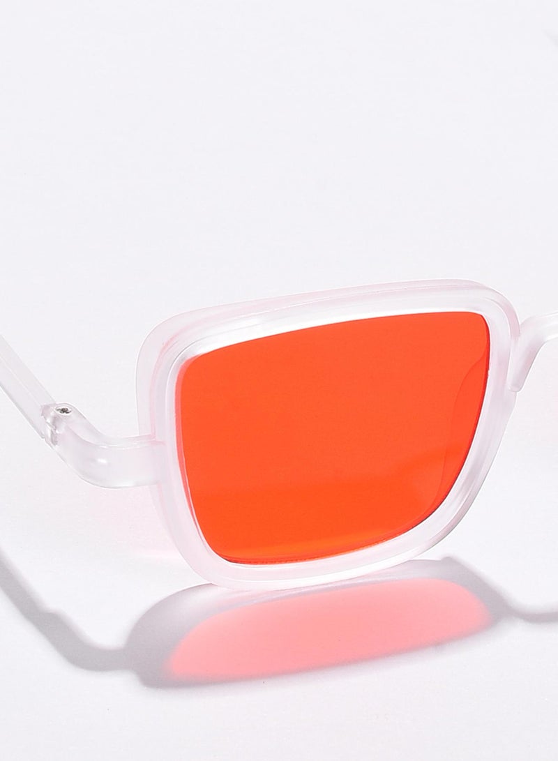 Haute Sauce Orange Lens White Wayfarer Sunglasses - Image 2