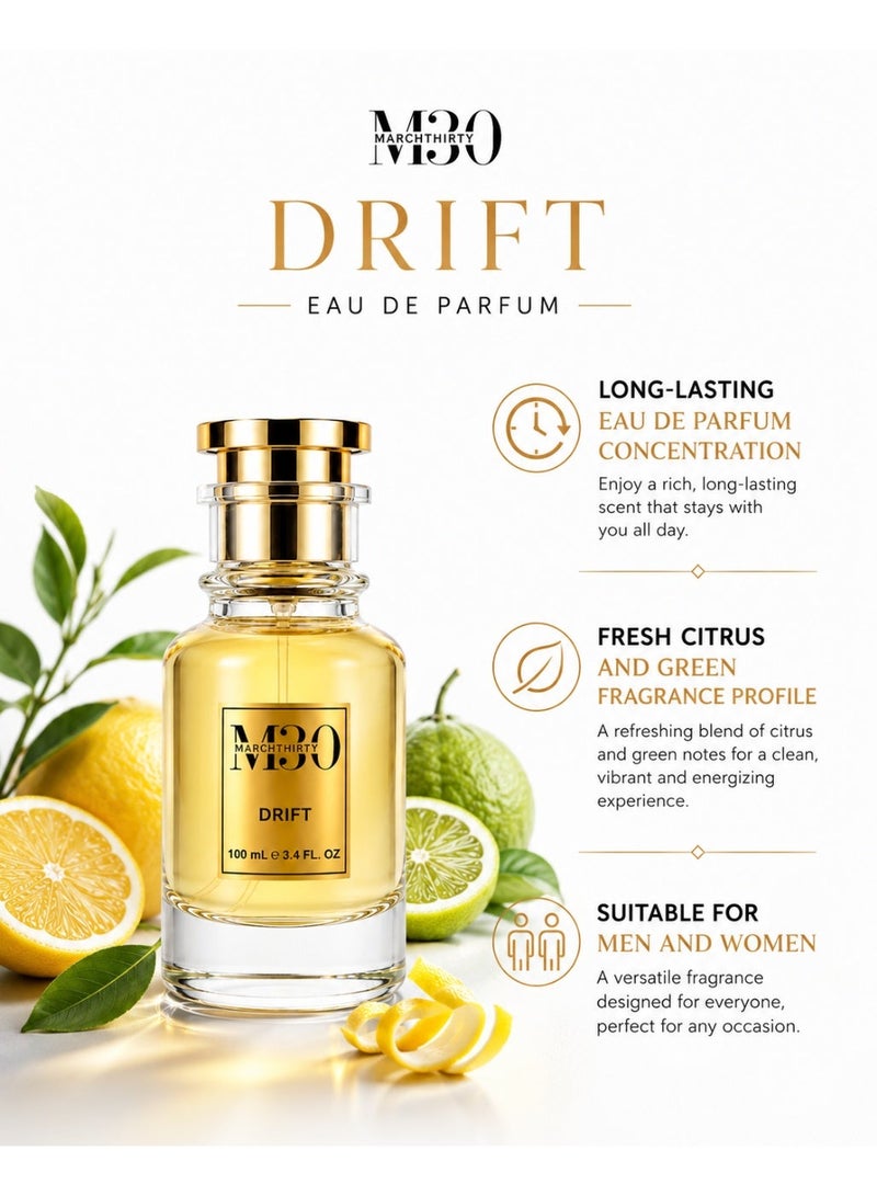 March Thirty MarchThirty M30 Drift Eau De Parfum for Men & Women, 100ml – Fresh Citrus, Green & Amber Fragrance - Image 2