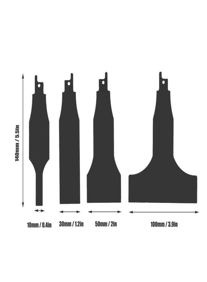 Garosa Tile Grout Cleaner - Reciprocating Saw Scraper Blades (4PCS, High-Carbon Steel, Sizes 10mm/30mm/50mm/100mm) for Adhesive Removal, Gaps Scraping, and Surface Cleaning - Black - Image 2