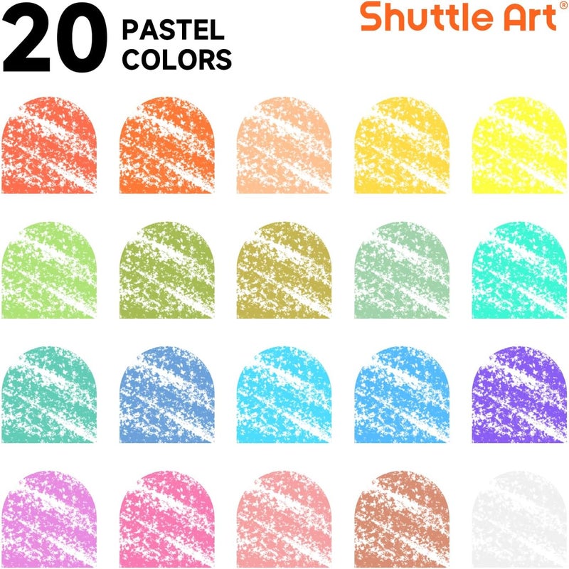 Shuttle Art Tempera Colouring Pens, 20 Pastel Solid Tempera Gouache Colouring Pencils for Children, Quick Drying, Can Be Used on Paper, Wood, Glass, Ceramic, Canvas, Wax Crayons from 1 Year - Image 3