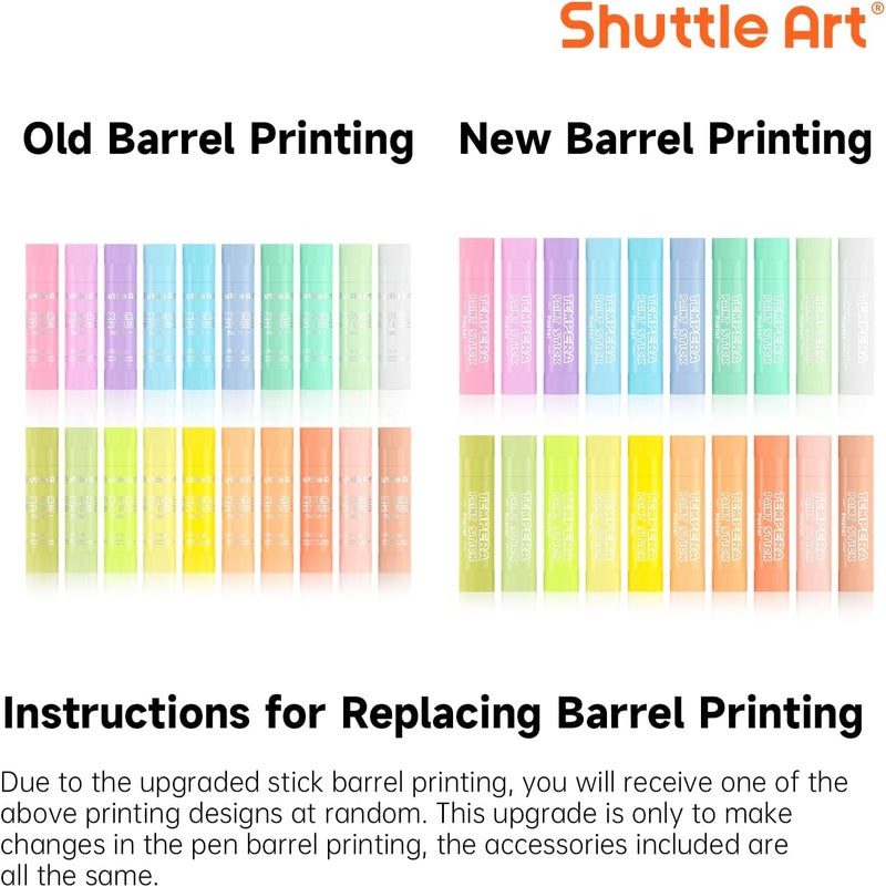 Shuttle Art Tempera Colouring Pens, 20 Pastel Solid Tempera Gouache Colouring Pencils for Children, Quick Drying, Can Be Used on Paper, Wood, Glass, Ceramic, Canvas, Wax Crayons from 1 Year - Image 2