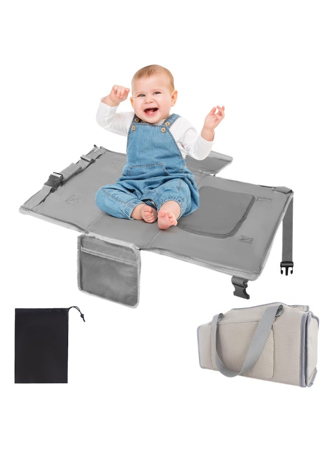 Bukela Toddler Airplane Bed and Travel Bag 2 in 1, Portable Airplane Seat Extender for Kids, Adjustable Footrest Baby Flight Must Haves for Infant Sleeping, Carry On Overnight Bag for Women (Gray) - Image 1