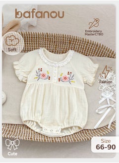 Bafanou ‌Bafanou Summer Floral Baby Girls Romper Newborn Embroidered Playsuit Outfit Soft 0-24M Clothes  - Image 1