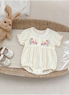 Bafanou ‌Bafanou Summer Floral Baby Girls Romper Newborn Embroidered Playsuit Outfit Soft 0-24M Clothes  - Image 3