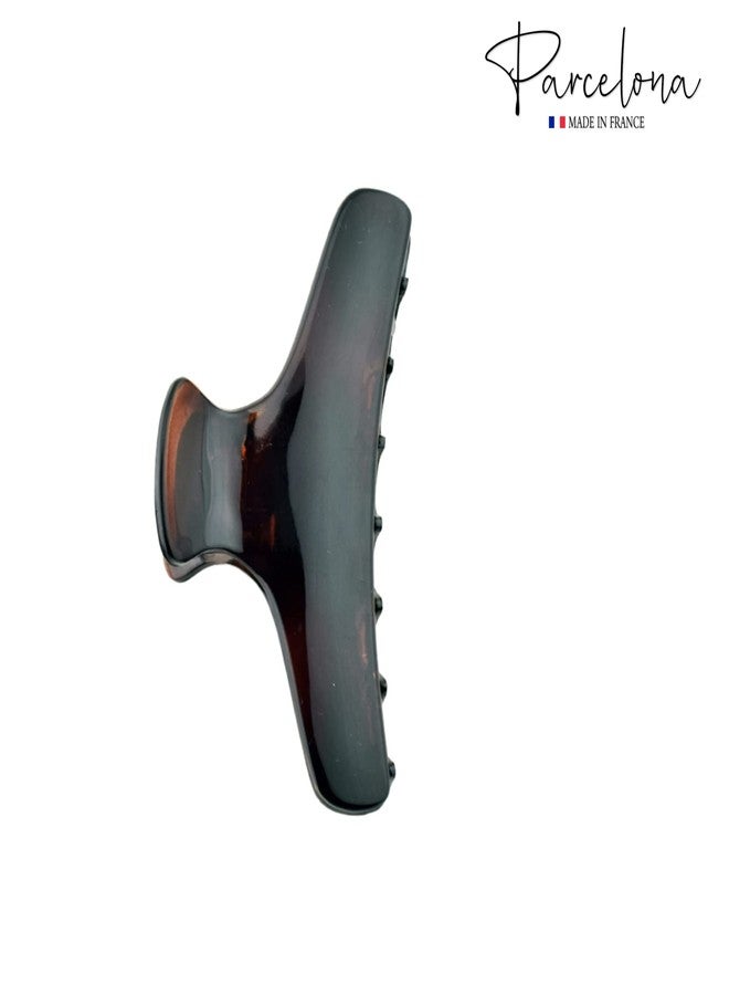 Parcelona French Flat Small Tortoise Brown Shell Narrow Salon Jaw Hair Claw Clip Clutcher Clamp - Image 3