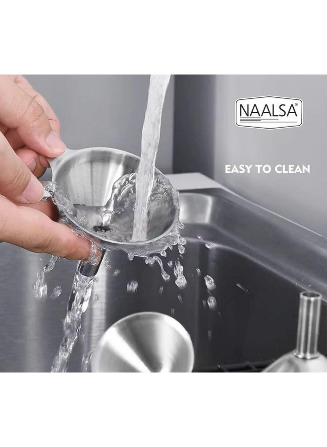NAALSA CROWN 3pc Funnels Set Small/Medium/Large Food Grade Stainless Steel funnel for oil dispenser for Ghee, Liquids, Essential Oils, Powder funnel for kitchen use - Image 5