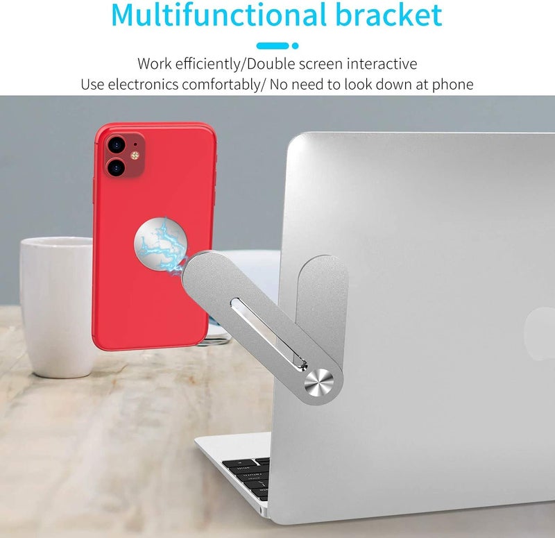 SOOPII Laptop Phone Holder, Laptop or Desktop Monitor Side Mount Phone Holder, Slim Portable Foldable Smartphone Stand, Computer Monitor Expansion Bracket, Compatible with Any Phone, Silver (JDL-35) - Image 4