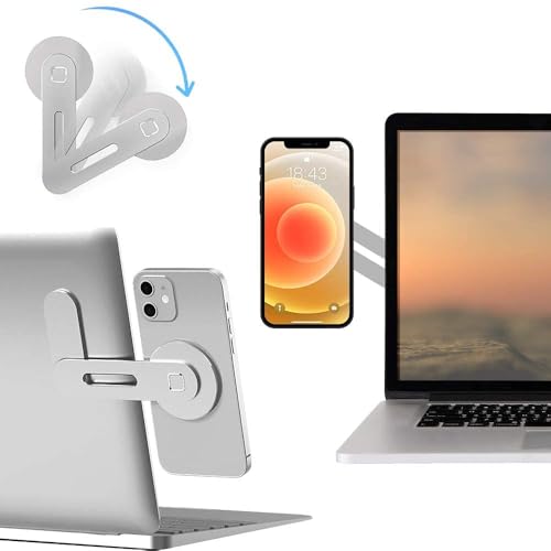 SOOPII Laptop Phone Holder, Laptop or Desktop Monitor Side Mount Phone Holder, Slim Portable Foldable Smartphone Stand, Computer Monitor Expansion Bracket, Compatible with Any Phone, Silver (JDL-35) - Image 3