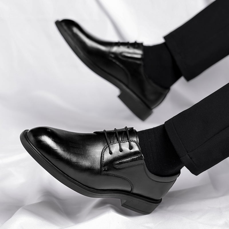 Wenzhou Leather Shoes Men'S Four Seasons Men'S Shoes Inner Height Increasing Leather Shoes Men'S Business Dress Casual Leather Shoes Wedding Groom Shoes - Image 2