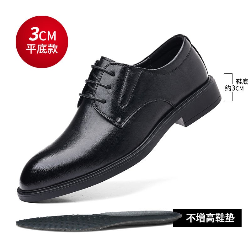 Wenzhou Leather Shoes Men'S Four Seasons Men'S Shoes Inner Height Increasing Leather Shoes Men'S Business Dress Casual Leather Shoes Wedding Groom Shoes - Image 1