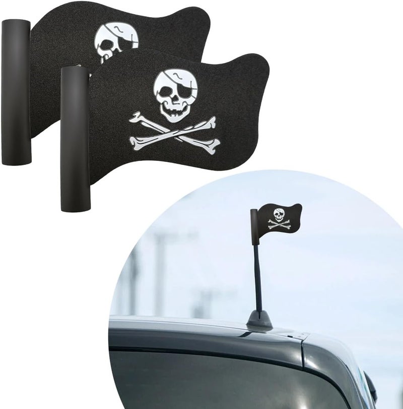 KVAEY Pirate Flag Car Antenna Topper, Automotive Pirate Flag Shaped Antenna Topper, Aerial Ball with Cool Skull Crossbones for Cars Trucks SUVs Antennas, Universal Car Accessories (2 PCS) Multi-goal comprehensive design - Image 1