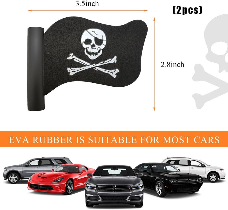 KVAEY Pirate Flag Car Antenna Topper, Automotive Pirate Flag Shaped Antenna Topper, Aerial Ball with Cool Skull Crossbones for Cars Trucks SUVs Antennas, Universal Car Accessories (2 PCS) Multi-goal comprehensive design - Image 2