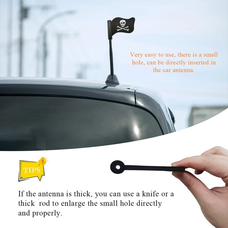 KVAEY Pirate Flag Car Antenna Topper, Automotive Pirate Flag Shaped Antenna Topper, Aerial Ball with Cool Skull Crossbones for Cars Trucks SUVs Antennas, Universal Car Accessories (2 PCS) Multi-goal comprehensive design - Image 4