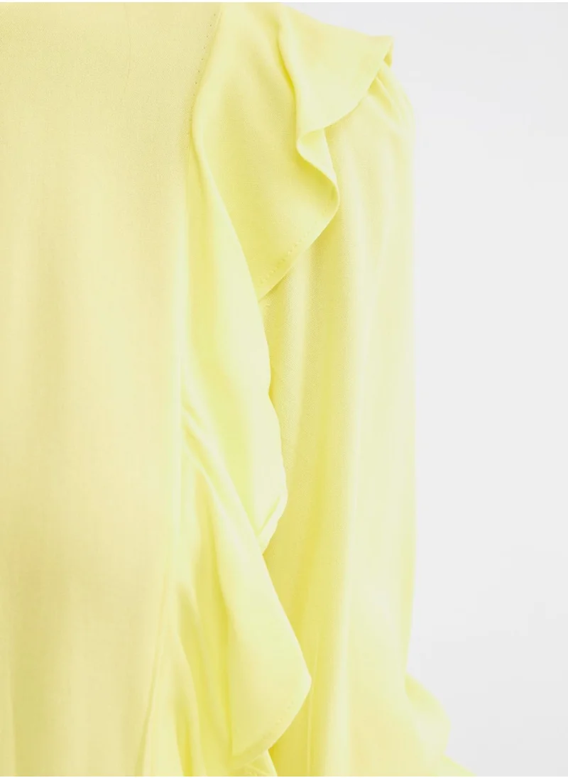 trendyol Crew Neck Flounce Sleeve Dress