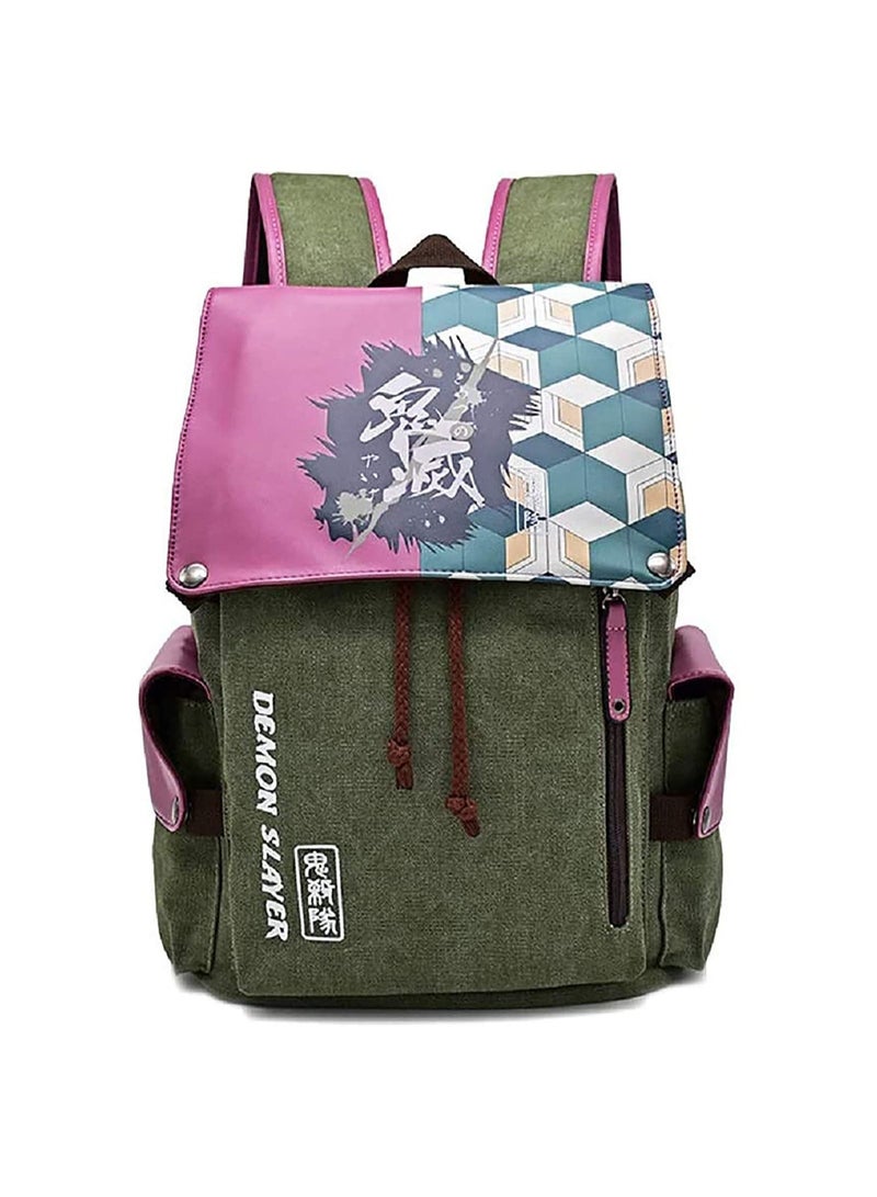 Japanese Anime Backpack Cosplay Demon Slayer Schoolbag Drawstring Backpack Outdoor Travel Bag Laptops Backpack Casual Canvas Anime Printed Flap Backpack - Image 1