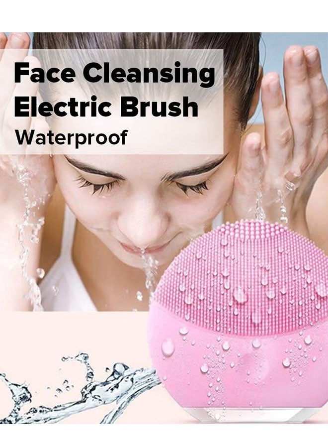 Electric Mini Silicon Facial Cleansing Brush, Deep Cleansing Face Massager for All Skin Type, Waterproof and USB Rechargeable, Light Pink - Image 4
