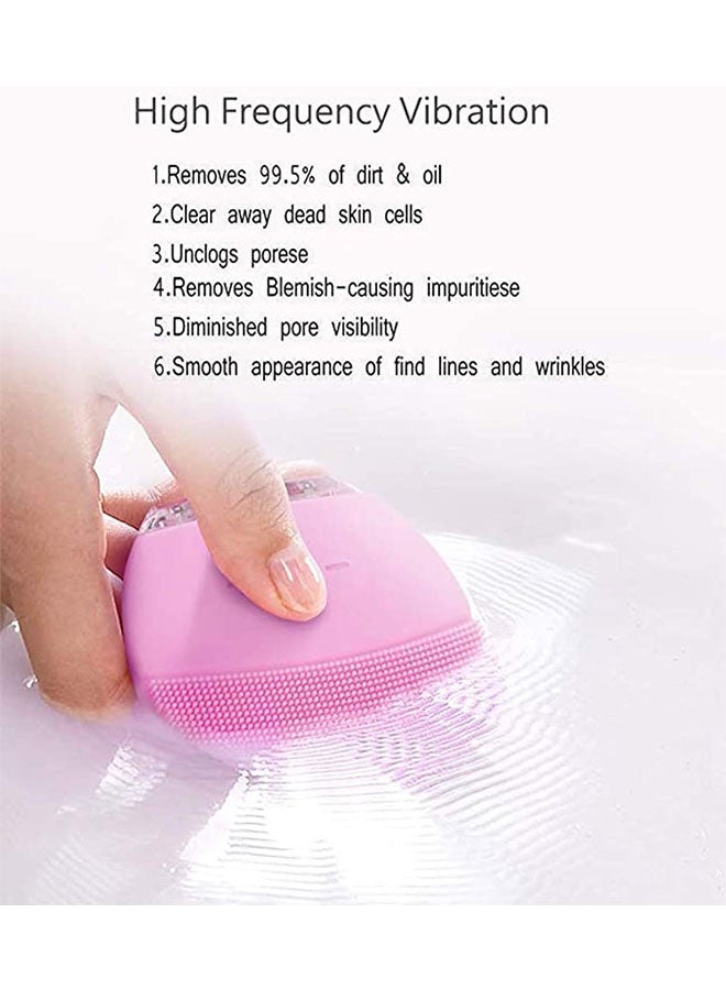 Electric Mini Silicon Facial Cleansing Brush, Deep Cleansing Face Massager for All Skin Type, Waterproof and USB Rechargeable, Light Pink - Image 5