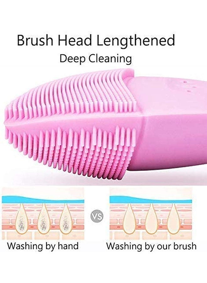 Electric Mini Silicon Facial Cleansing Brush, Deep Cleansing Face Massager for All Skin Type, Waterproof and USB Rechargeable, Light Pink - Image 3