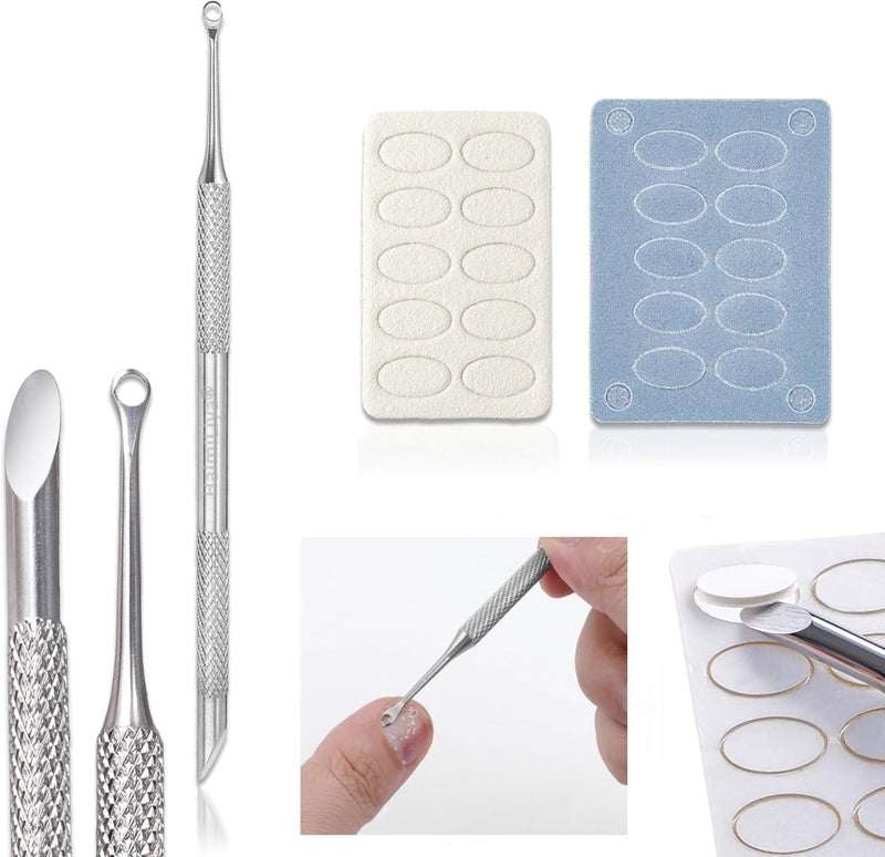 Double-headed dead skin push manicure pretreatment tool (with 100/180 mesh sandpaper) - Image 1