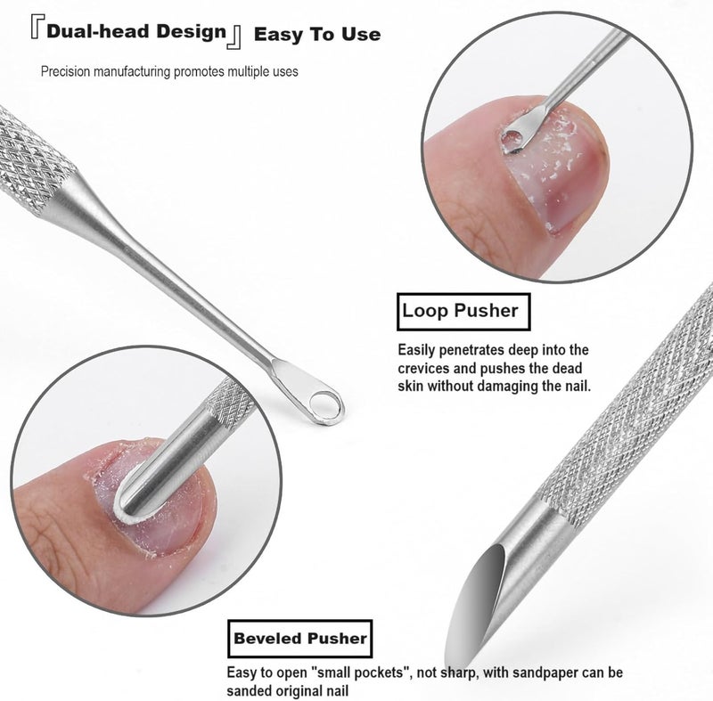 Double-headed dead skin push manicure pretreatment tool (with 100/180 mesh sandpaper) - Image 3