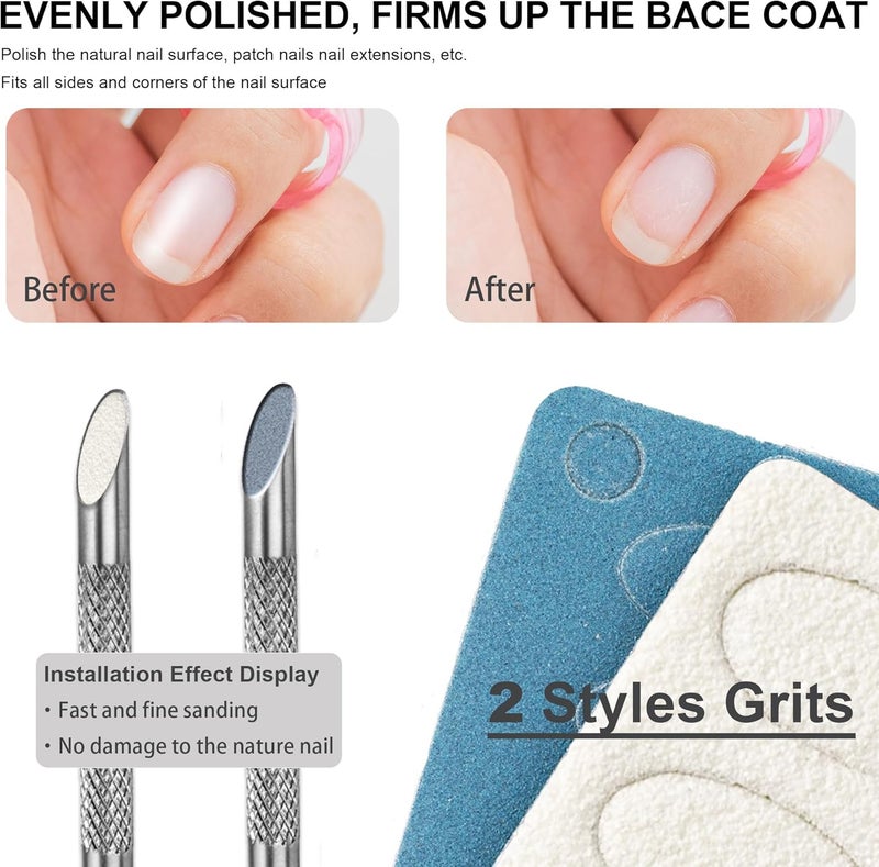 Double-headed dead skin push manicure pretreatment tool (with 100/180 mesh sandpaper) - Image 5
