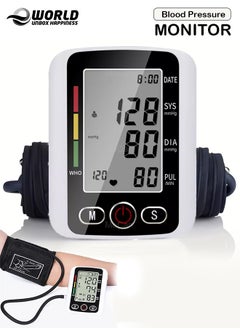Eworld Digital Upper Arm Blood Pressure Monitor, Professional Heartbeat Tonometer with Adjustable Cuff, Accurate Readings, IHB Detection and Memory for 2 Users (99 Sets), Portable Health Care Device for Home Use  - Image 1